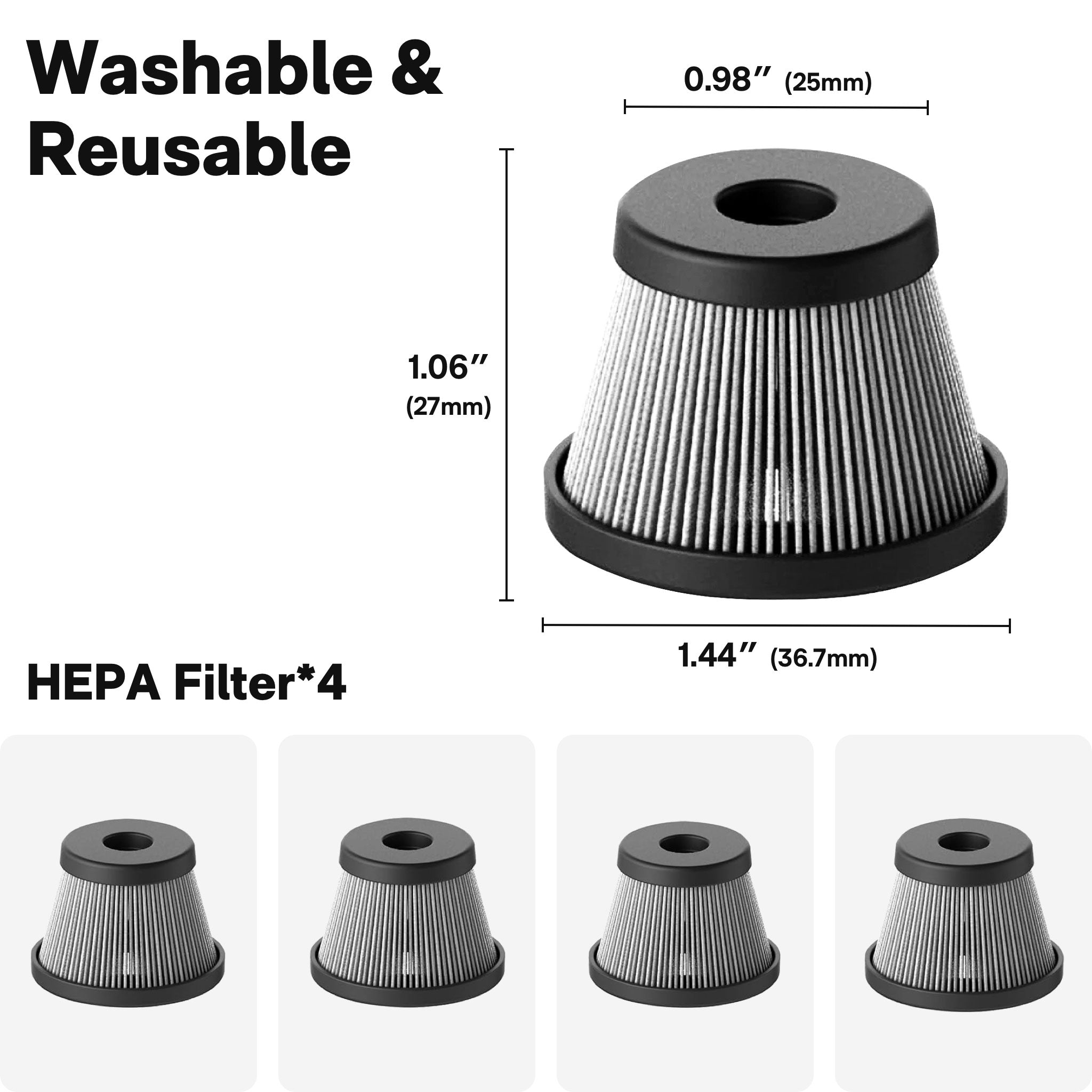 HOTO Replacement Filters for HOTO Air Duster & Vacuum
