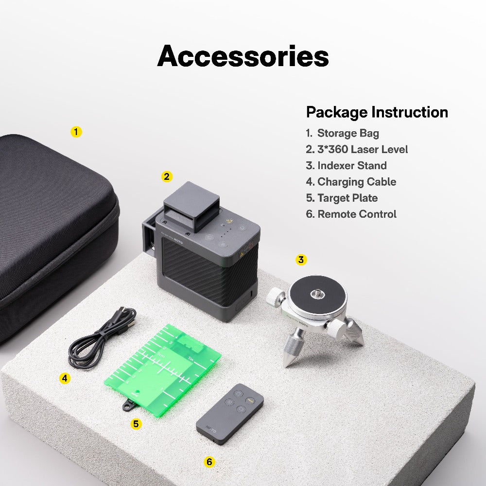 HOTO 3×360 laser level set with tripod and accessories