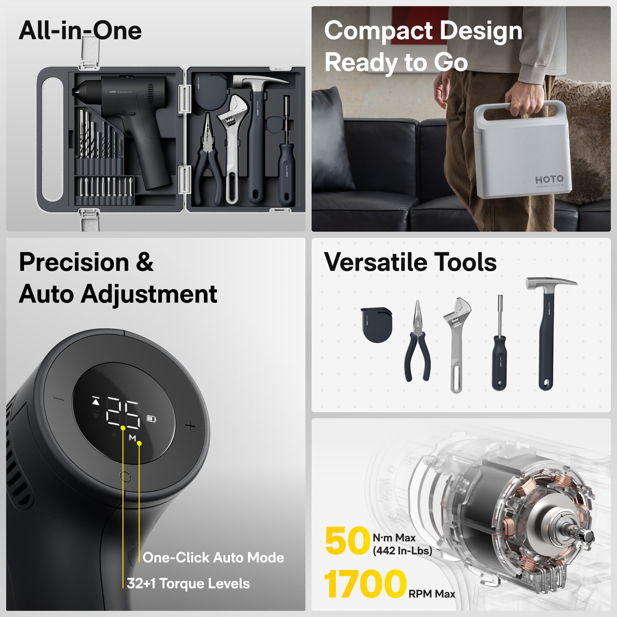 16V Brushless Drill Tool Kit