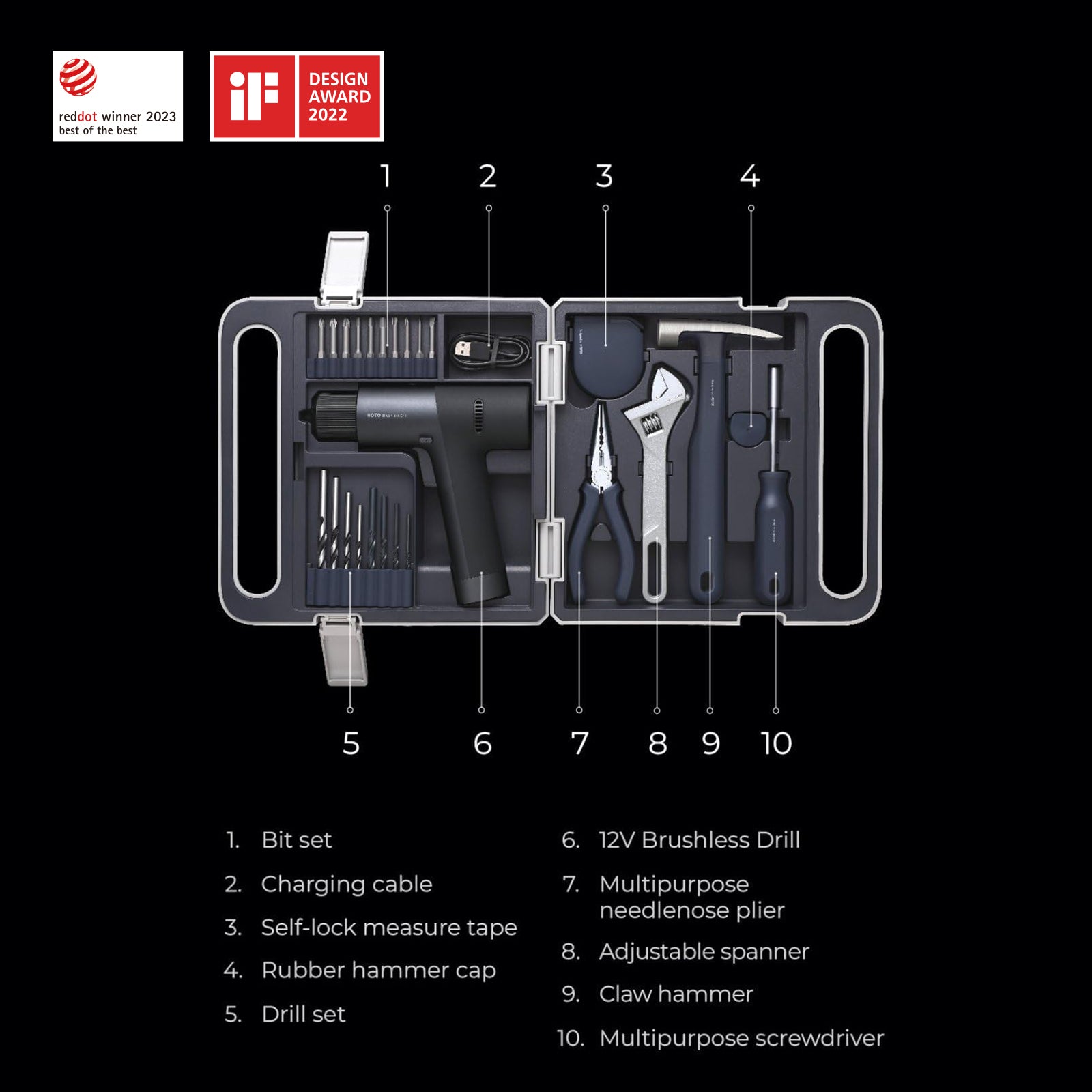 12V Brushless Drill Tool Set