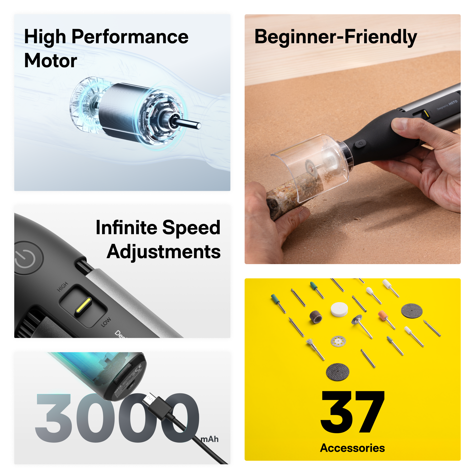 HOTO 12V Cordless Rotary Tool Kit
