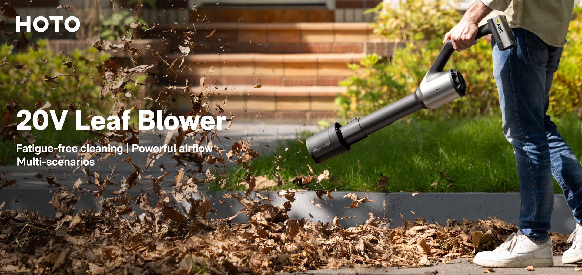 HOTO 20V cordless leaf blower with lightweight design and ergonomic handle