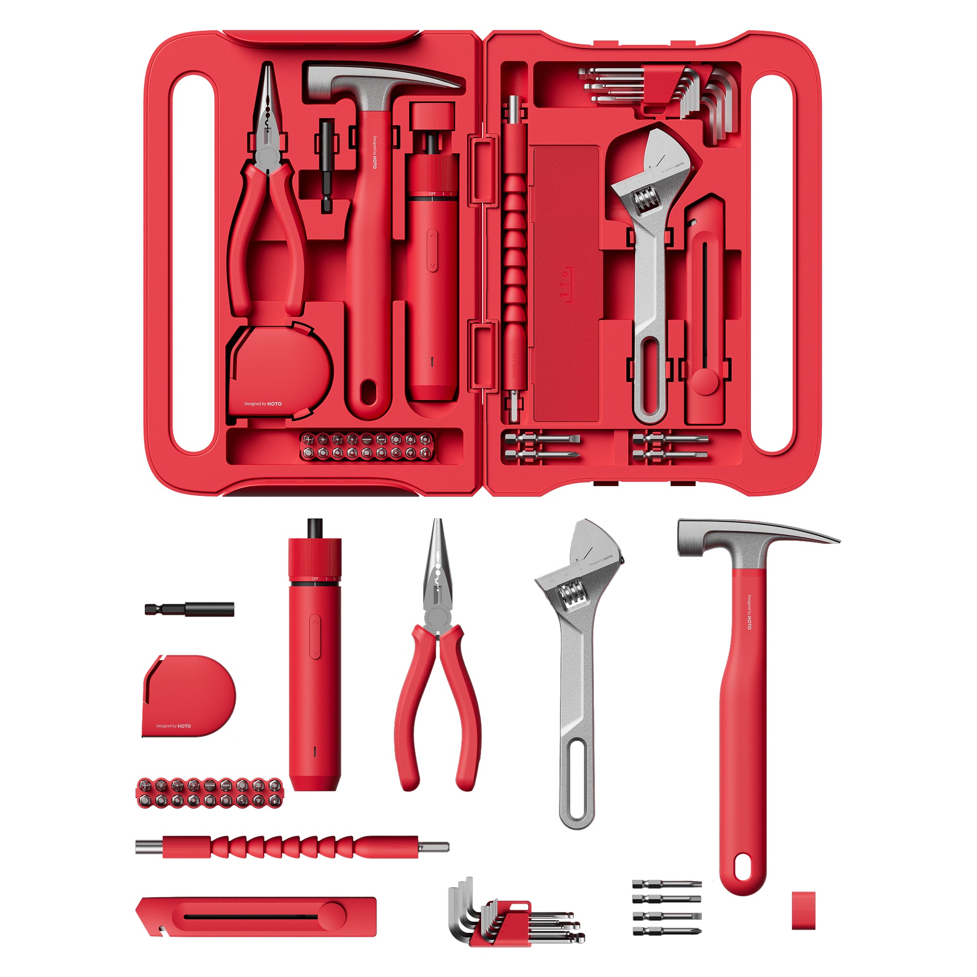 HOTO NEON RED Electric Screwdriver Tool Kit