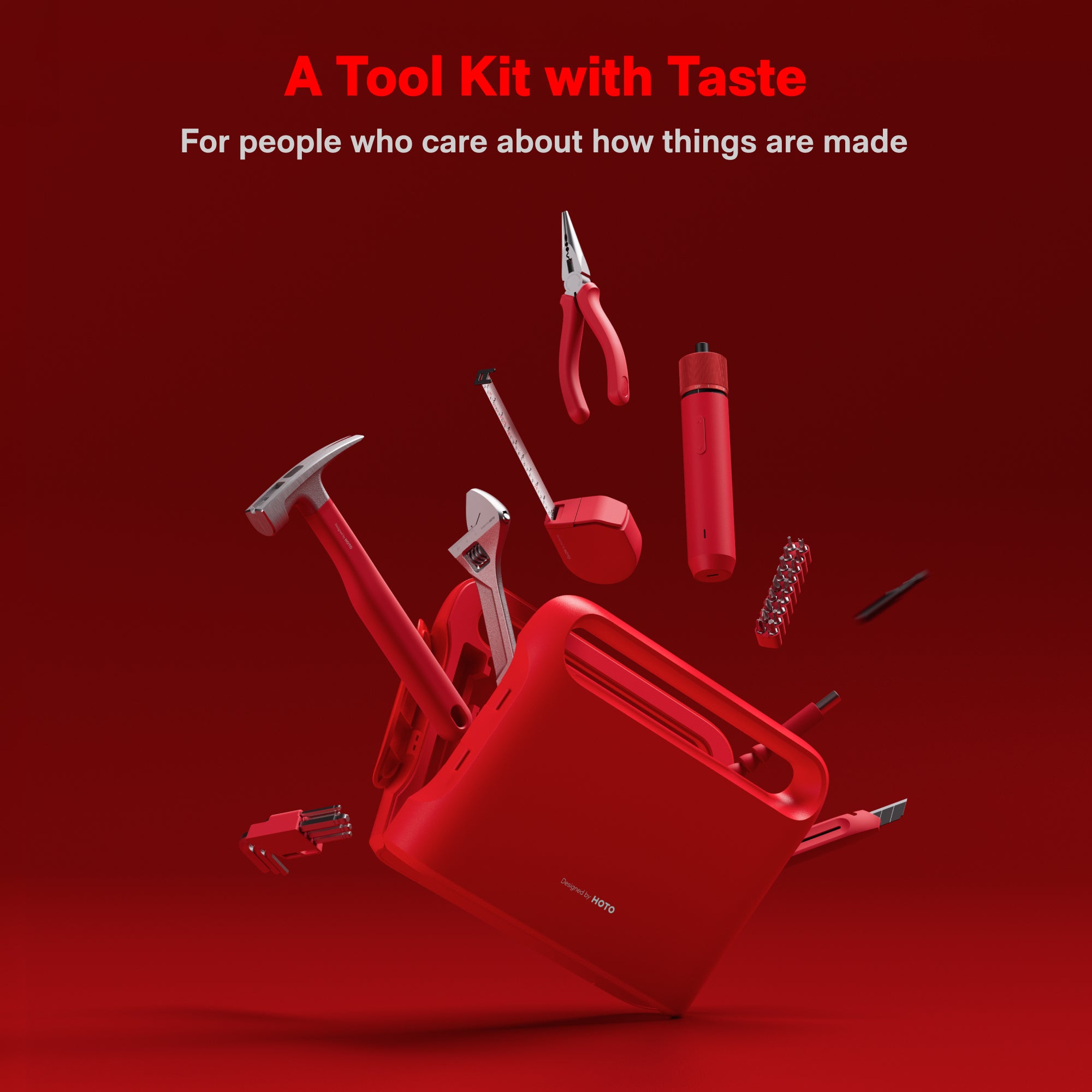 HOTO NEON RED Electric Screwdriver Tool Kit
