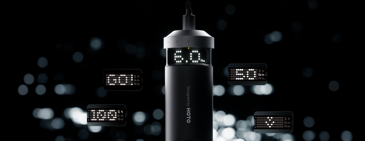 HOTO PixelDrive smart display showing torque and battery information