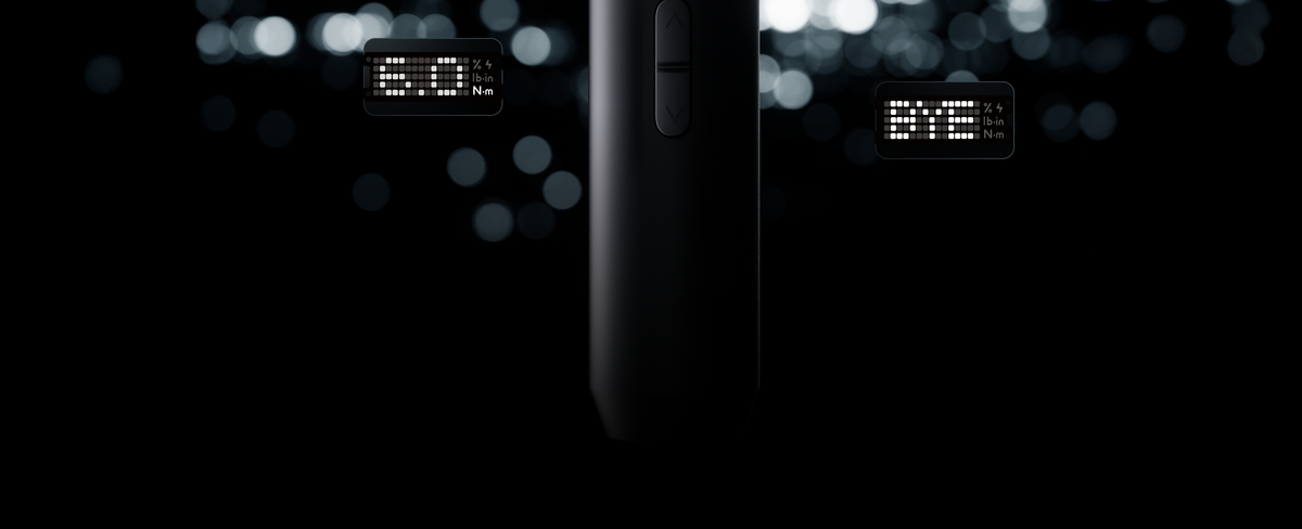 Close view of PixelDrive digital torque and battery display