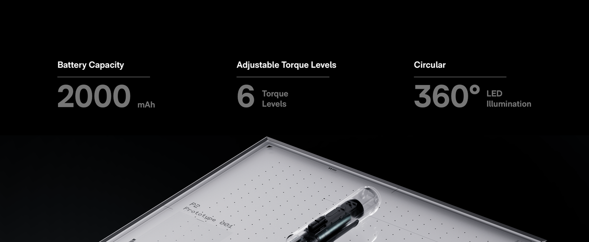 PixelDrive 2000mAh battery, six torque levels and 360-degree LED illumination