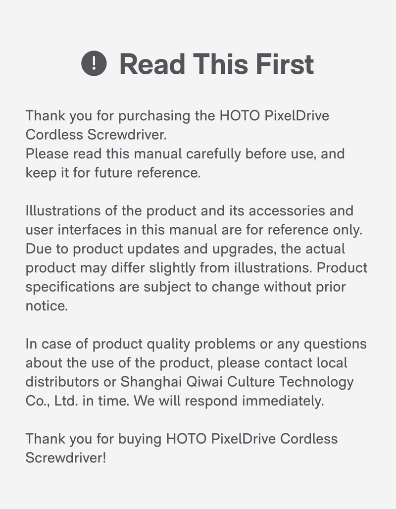 HOTO PixelDrive Cordless Screwdriver | User Guide & Instructions