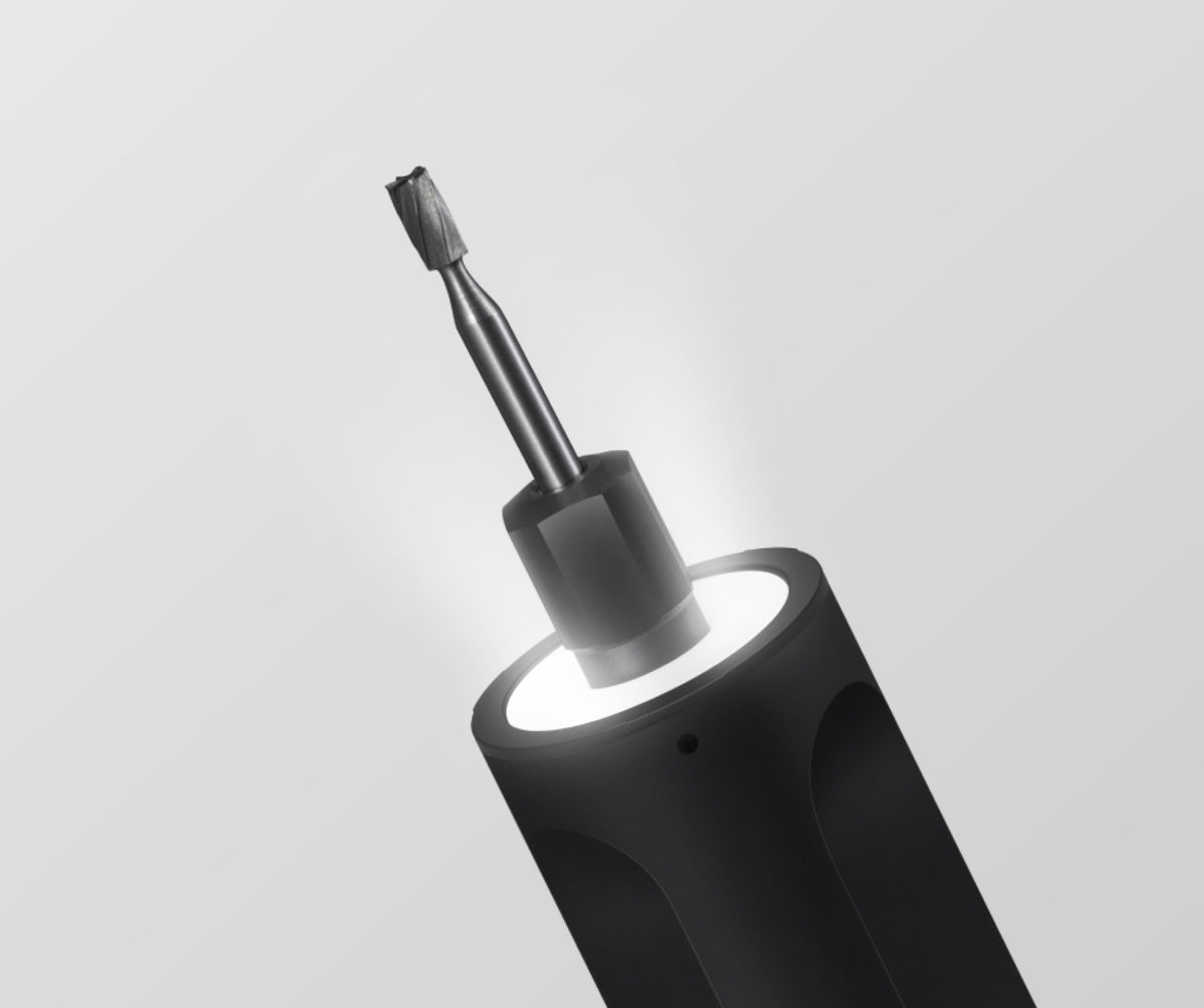 Bright LED ring illuminating the accessory area on HOTO 4V Rotary Tool