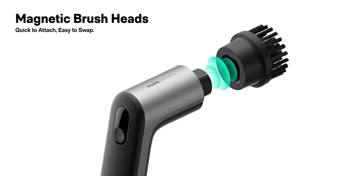 Magnetic brush head attaching to the HOTO Grip scrubber