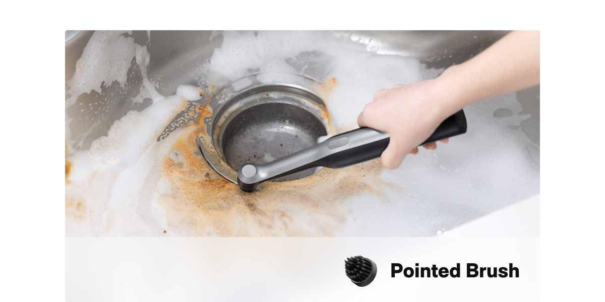 Scouring pad cleaning residue from a compatible dish