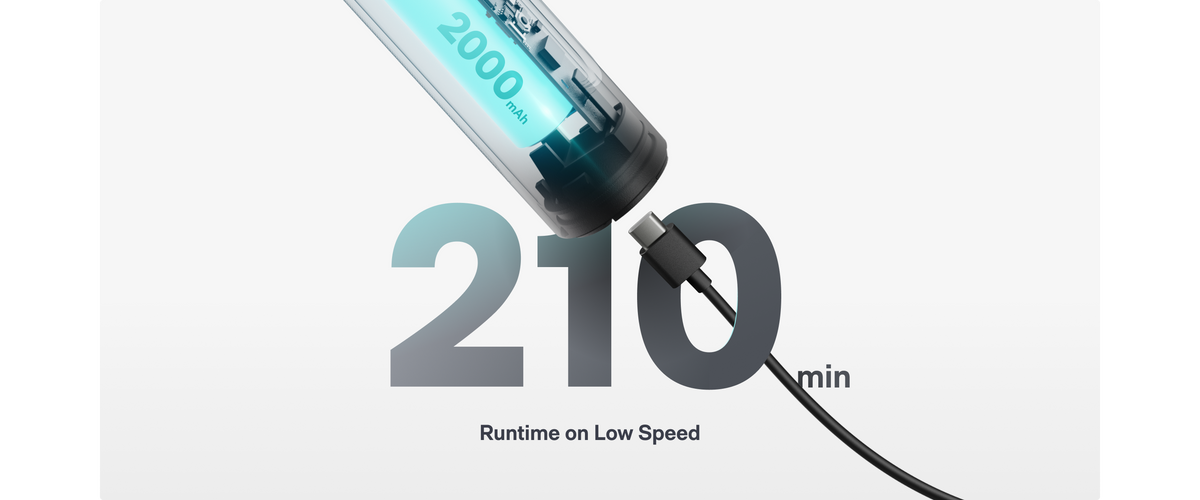 HOTO Wand 2000mAh battery with up to 210 minutes low-speed runtime
