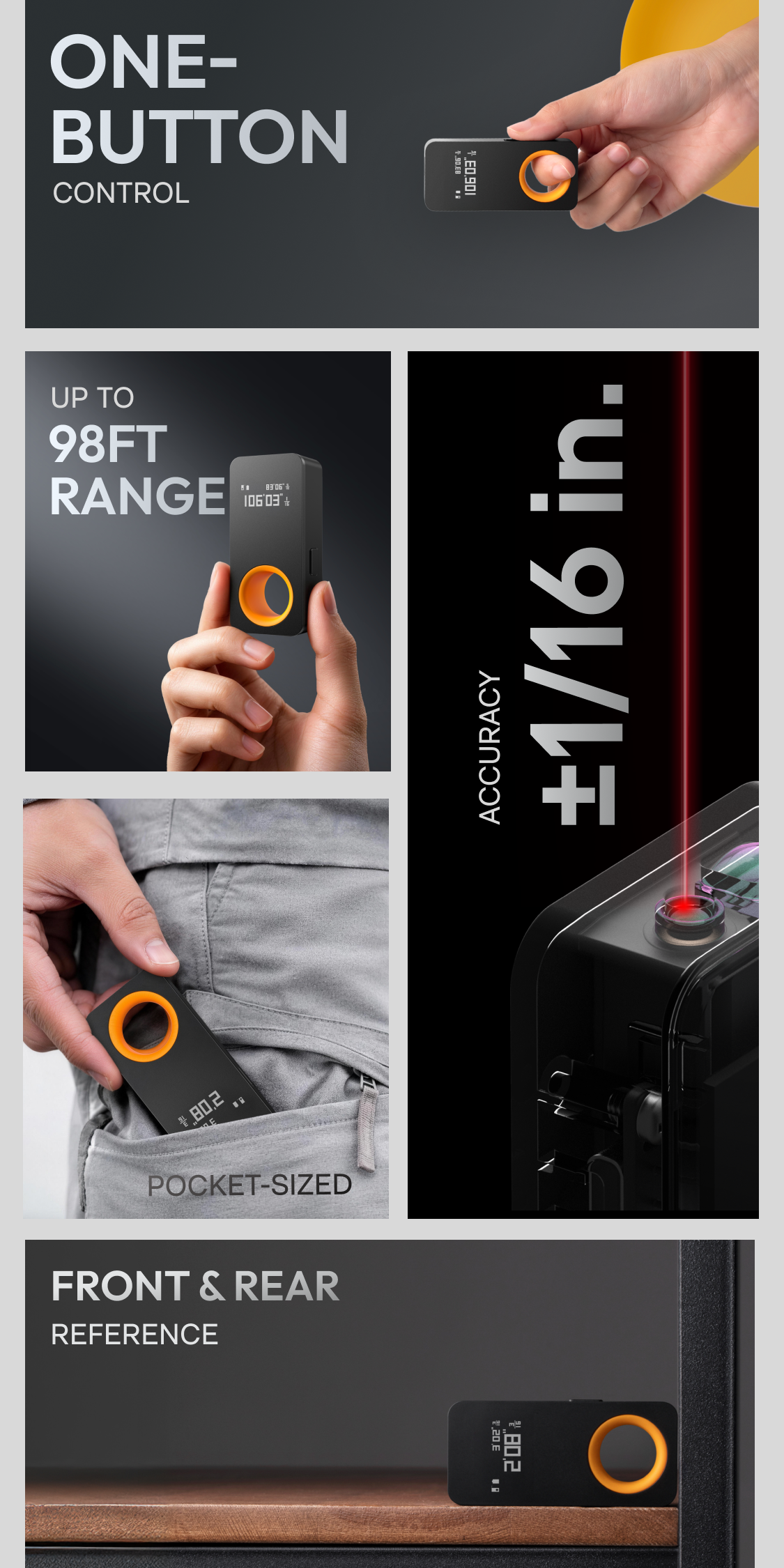 HOTO Laser Measuring Tool, Compact Laser Measure HOTO Laser Measuring Tool, Compact Laser Measure
